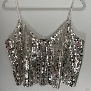 Forever 21 Cropped Sequin Shirt